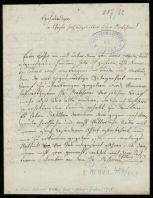 Brief von Heinrich Andreas Walther an August Hermann Francke