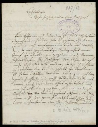 Brief von Heinrich Andreas Walther an August Hermann Francke