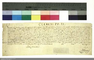 Ablassbrief des Papstes Clemens XI. für die Johanneskirche auf dem Johannesberg