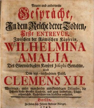 Neuere und anderweite Gespräche, In dem Reiche derer Todten