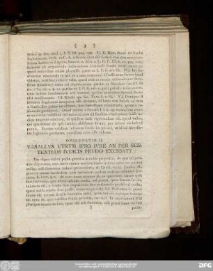 Observatio II. Vasallus Utrum Ipso Iure An Per Sententiam Iudicis Feudo Excidat?
