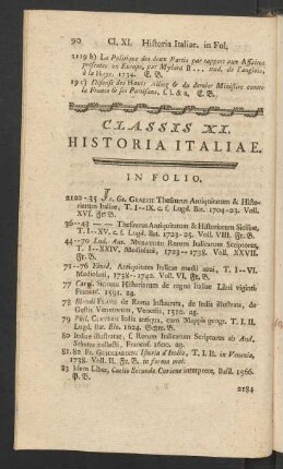 Classis XI. Historia Italiae