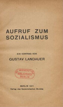 Aufruf zum Sozialismus : ein Vortrag