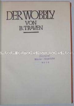 Erstausgabe eines Romans von B. Traven