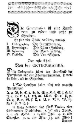 Der erste Theil. Von der Orthographia.