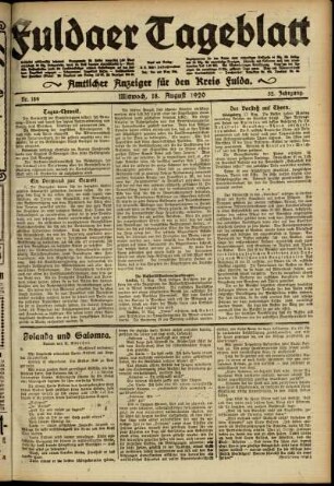 Ausgabe vom Mittwoch, den 18. August 1920.