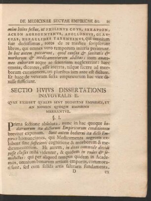 Sectio Huius Dissertationis Inauguralis II.