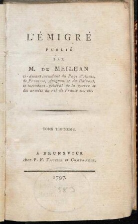 Tome 3: L'Émigré. Tome Troisième