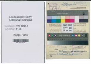 Entnazifizierung Hans Koepf , geb. 09.01.1907 (Vorarbeiter)