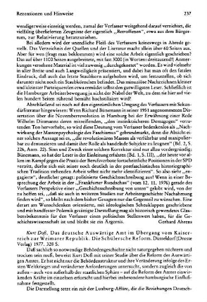 Doß, Kurt :: Das deutsche Auswärtige Amt im Übergang vom Kaiserreich zur Weimarer Republik, die Schülersche Reform : Düsseldorf, Droste, 1977