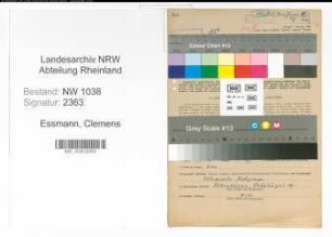 Entnazifizierung Clemens Essmann , geb. 19.11.1904 (Glasmacher)