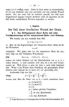 § 1. Das Bildungsgesetz dieser Reihe und seine Verallgemeinerung auf die entsprechende Reihe nter Ordnung.
