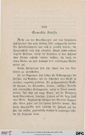 XXII. Gewebte Stoffe