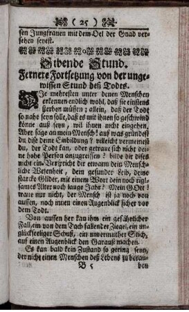 Sibende Stund. Fernere Fortsetzung von der ungewissen Stund des Todts