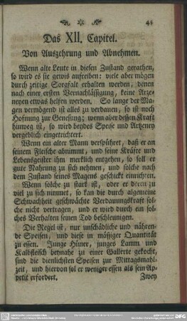 Das XII. Capitel. Von Auszehrung und Abnehmen