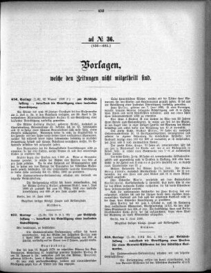 Anlage: ad No.36 (656-685.), Vorlagen, welche den Zeitungen nicht mitgeteilt sind