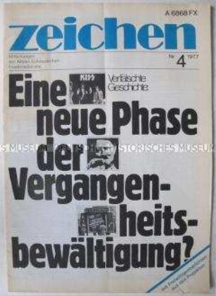 Mitteilungsblatt der Aktion Sühnezeichen u.a. zur Vergangenheitsbewältigung in der Bundesrepublik und zur Vermarktung des Faschismus in der Rockmusik - Sachkonvolut