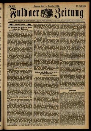 Zweite Ausgabe vom Sonntag, den 11. Dezember 1892.
