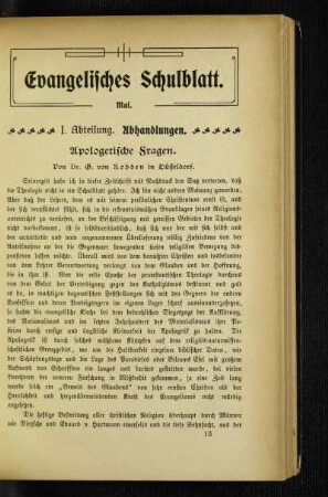 Apologetische Fragen
