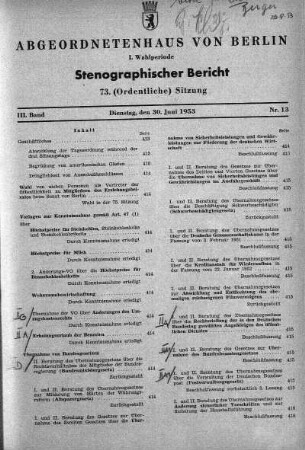 Nr. 13 (73), 30. Juni 1953