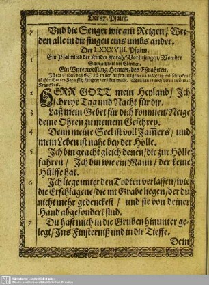 Der LXXXVIII. Psalm
