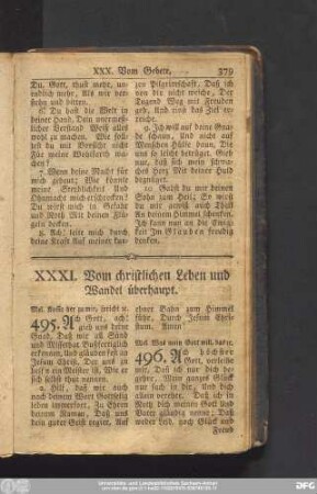 XXXI. Vom christlichen Leben und Wandel überhaupt.