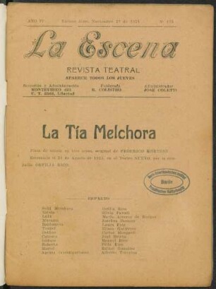 La tía Melchora : pieza de magia en tres actos