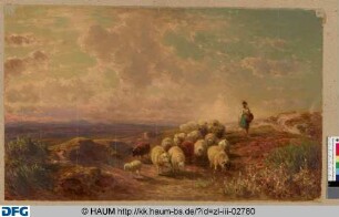 Landschaft mit Hirte und Schafherde