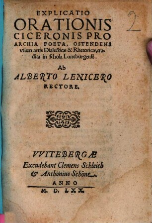 Explicatio Orationis Ciceronis pro Archia