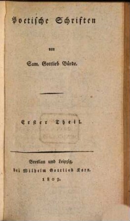 Poetische Schriften, 1