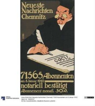 Neueste Nachrichten Chemnitz 71565 Abonnenten am 8.Januar 1910