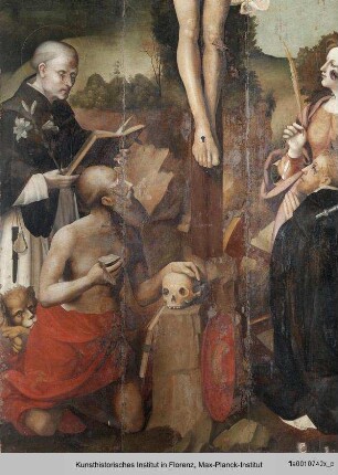 Christus am Kreuz und die Heiligen Dominikus, Katharina von Alexandrien, Hieronymus und Vinzenz Ferrer?