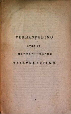 Verhandelinge over de Nederduitsche Taalverrijking