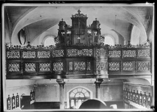 Baden-Baden Klosterkirche Heilig-Grab Emporengitter (um 1730), Innenansicht Westseite