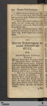 XXI. Von der Rechtfertigung des armen Sünders vor Gott.
