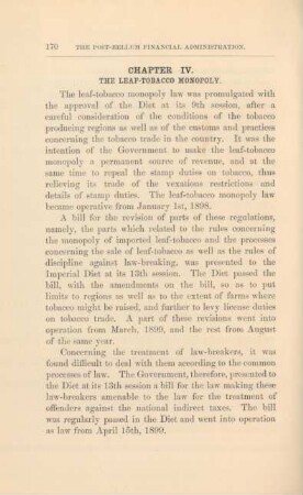 Chapter IV. The leaf-tobacco monopoly