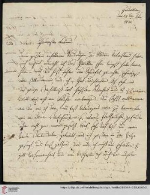 Korrespondenz Friedrich Wilhelm Umbreit / Carl Ullmann: Brief von Friedrich Wilhelm Carl Umbreit an Carl Ullmann