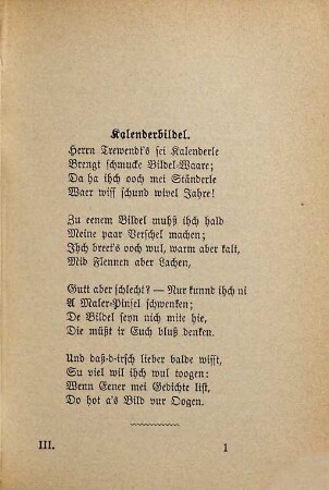 Schlesische Gedichte : mit Glossarium von K. Weinhold, 3. Kalender-Bildel