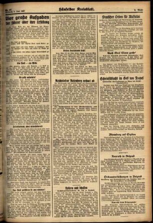 Zweite Ausgabe vom Mittwoch, den 09. Juni 1937.