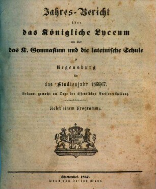 Jahres-Bericht. 1866/67 (1867)