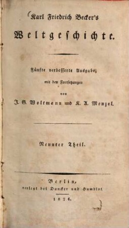 Karl Friedrich Becker's Weltgeschichte, 9