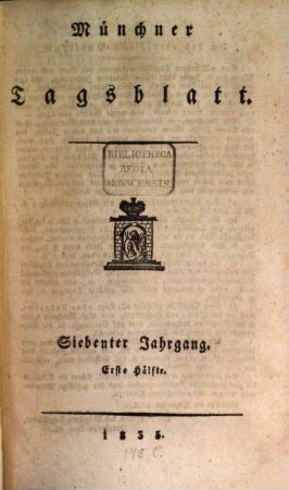 Münchener Tagblatt. 1833,[1] = Jg. 7, Jan. - Juni
