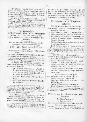 Vermehrung der Sammlungen des Vereins