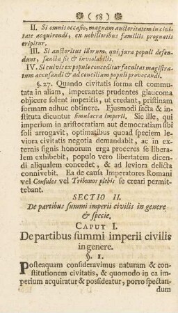 Caput I. De partibus summi imperii civilis in genere