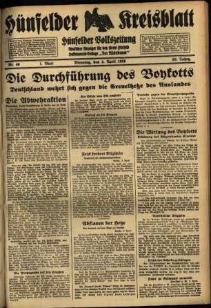 Zweite Ausgabe vom Dienstag, den 04. April 1933.
