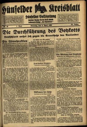 Zweite Ausgabe vom Dienstag, den 04. April 1933.
