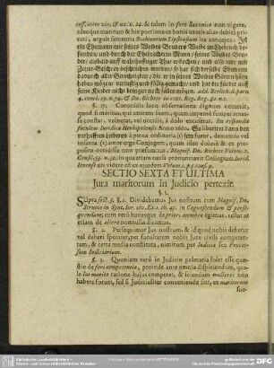 Sectio Sexta Et Ultima Jura maritorum in Judicio pertexit