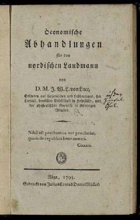 Öconomische Abhandlungen für den nordischen Landmann