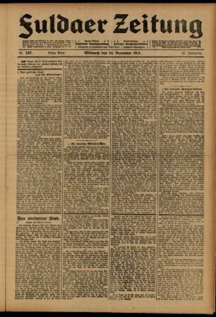 Erste Ausgabe vom Mittwoch, den 24. Dezember 1913.