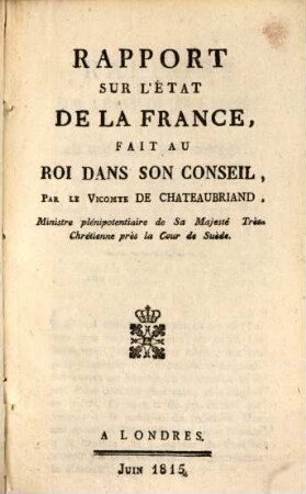 Rapport sur l'état de la France